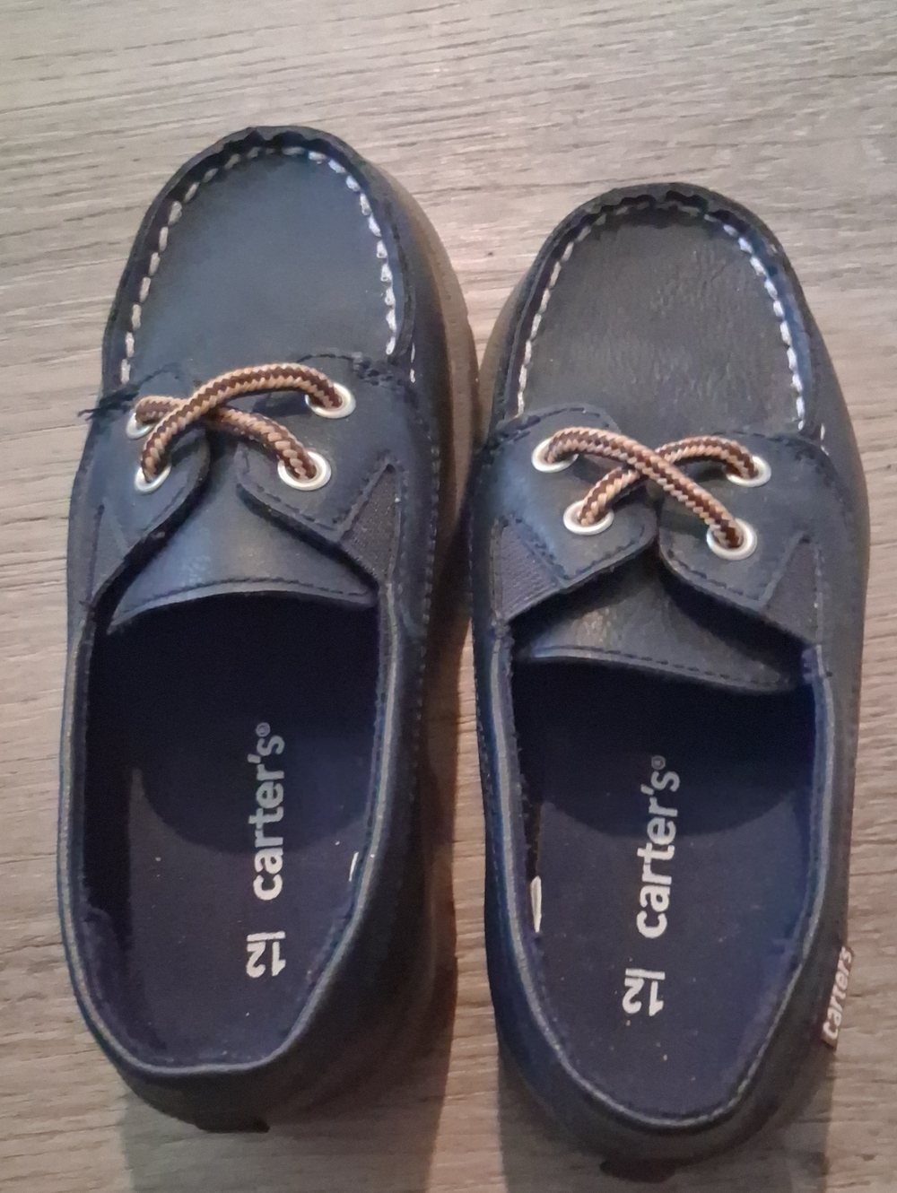 Carter's Navy Boat Shoes with Tan Laces